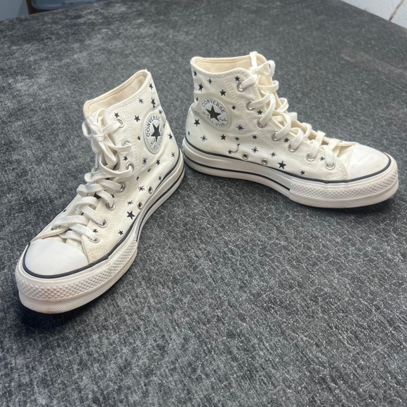 Converse All Star High Top Women\'s 9 Crystal Energy Edition White Star Print‎